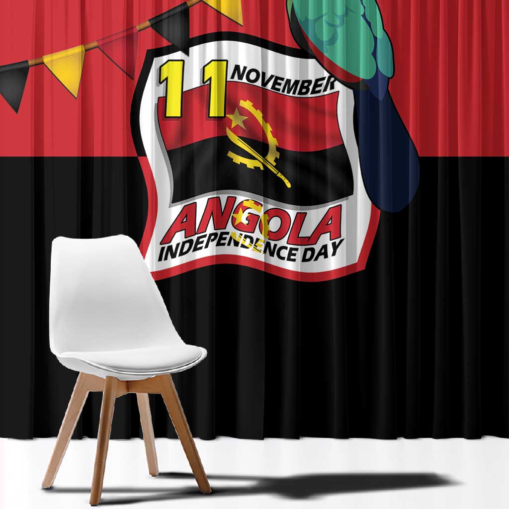 Happy Angola Independence Day Window Curtain With Red-crested Turaco - African Pride