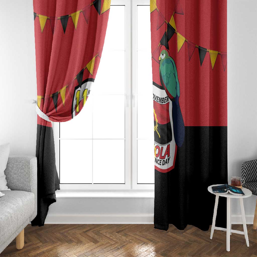 Happy Angola Independence Day Window Curtain With Red-crested Turaco - African Pride