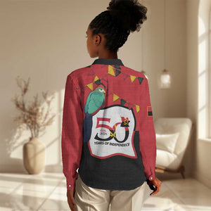 Happy Angola Independence Day Women Casual Shirt With Red-crested Turaco - African Pride