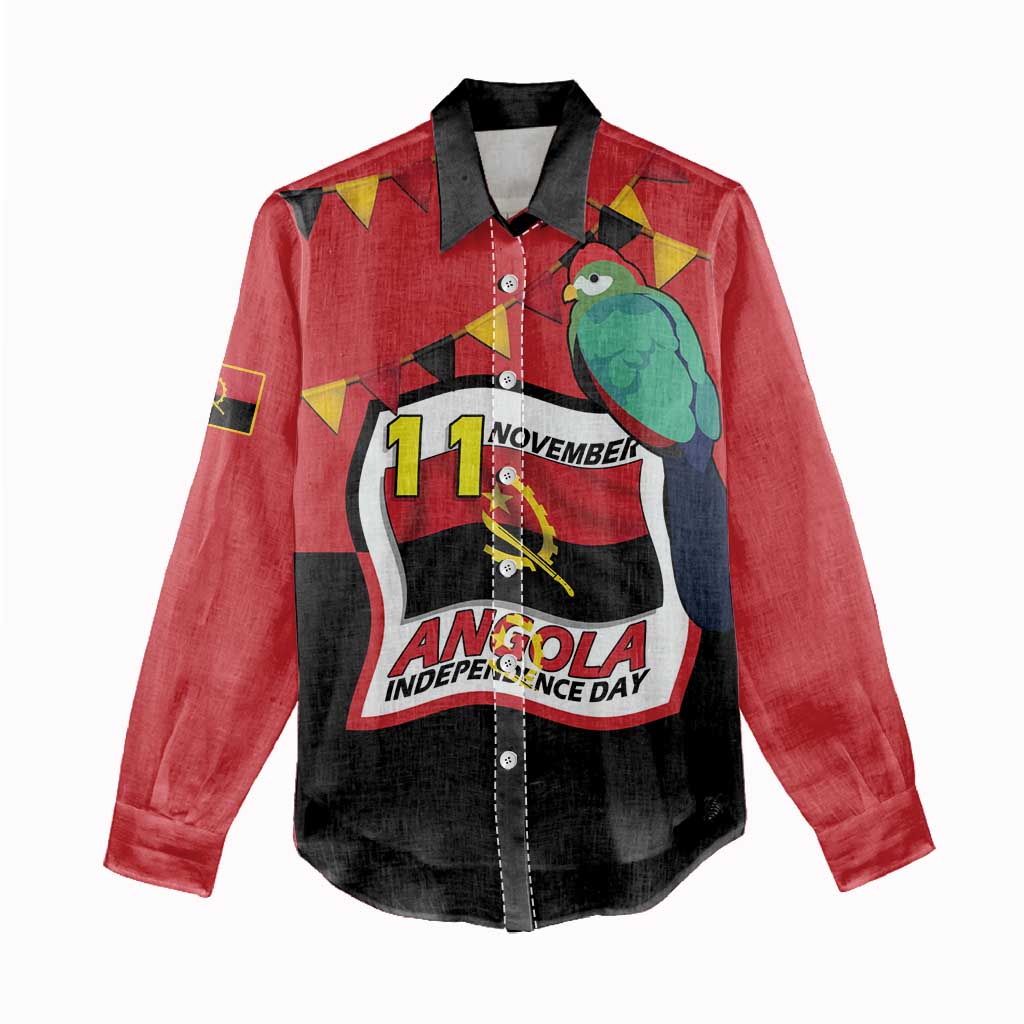 Happy Angola Independence Day Women Casual Shirt With Red-crested Turaco - African Pride