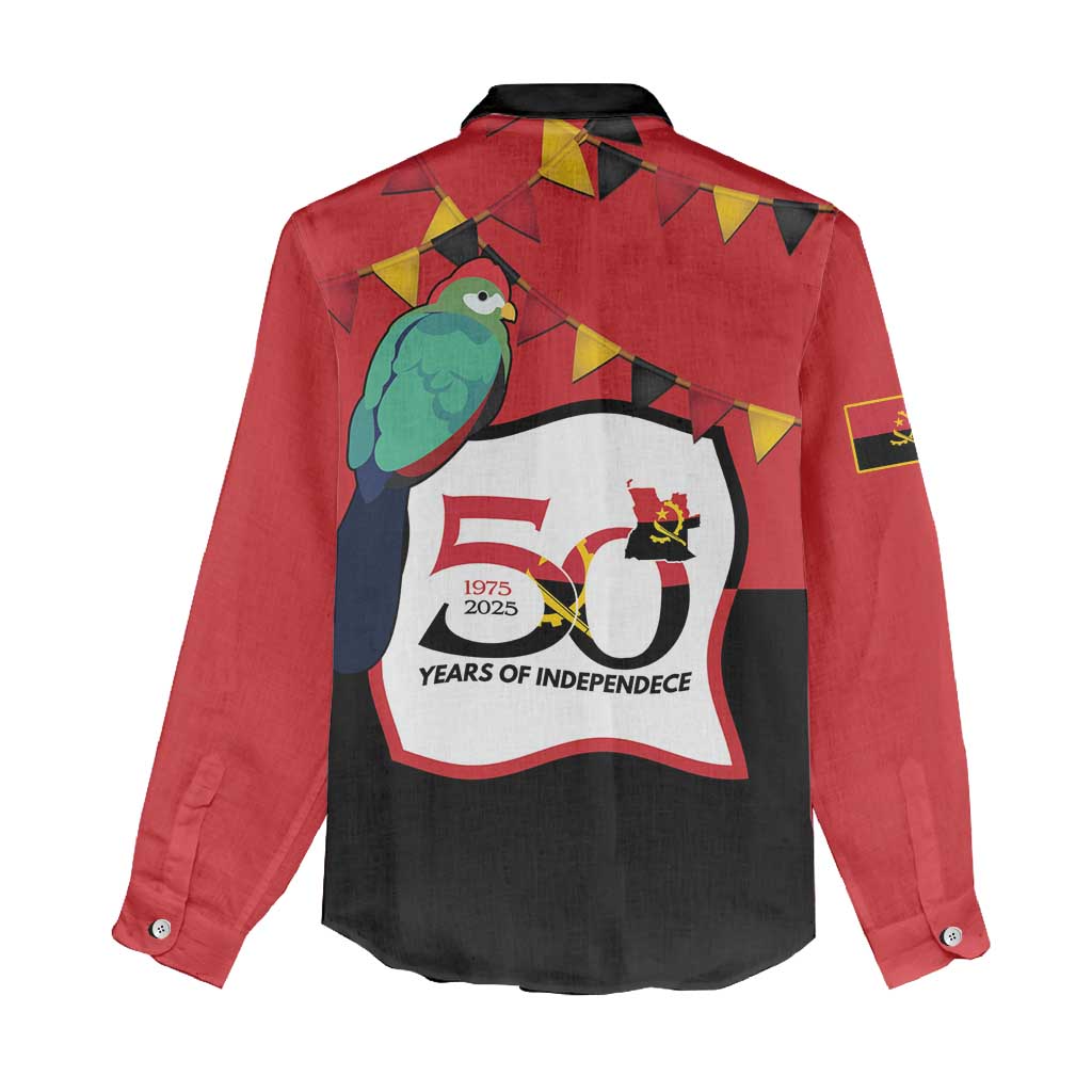 Happy Angola Independence Day Women Casual Shirt With Red-crested Turaco - African Pride