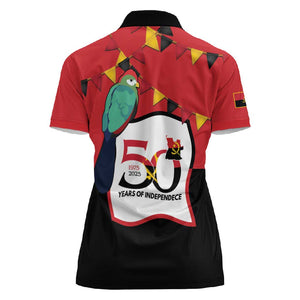 Happy Angola Independence Day Women Polo Shirt With Red-crested Turaco - African Pride