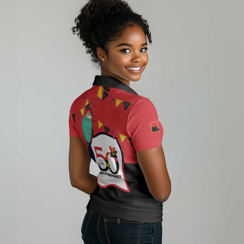 Happy Angola Independence Day Women Polo Shirt With Red-crested Turaco - African Pride