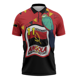 Happy Angola Zipper Polo Shirt 50 Years of Independence