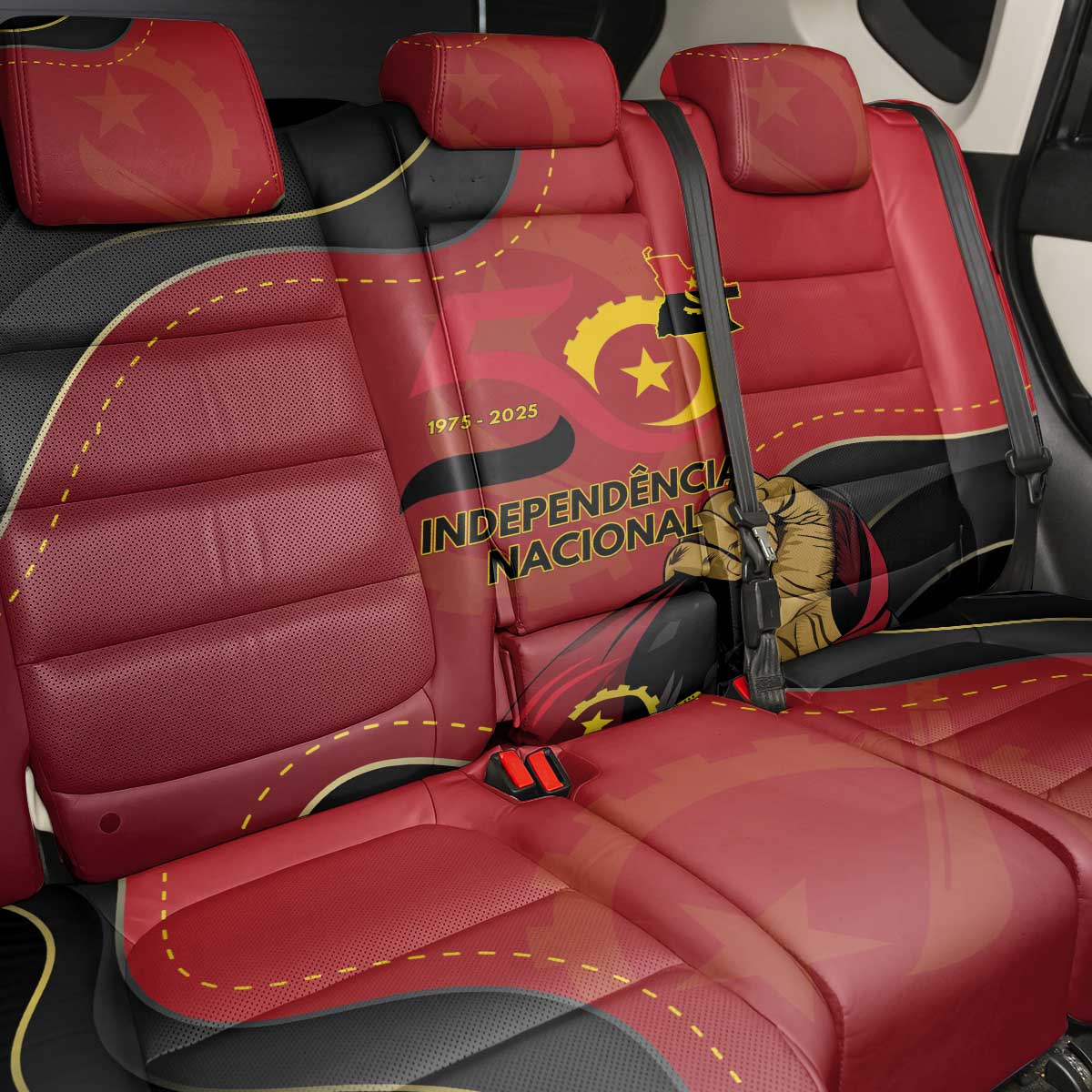 Dia da Independencia de Angola Back Car Seat Cover Virtus Unita Fortior - African Pride