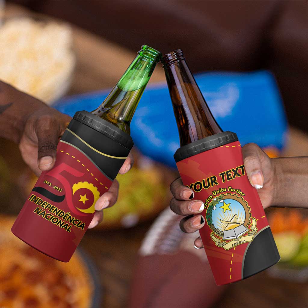 Personalized Dia da Independencia de Angola 4 in 1 Can Cooler Tumbler Virtus Unita Fortior - African Pride