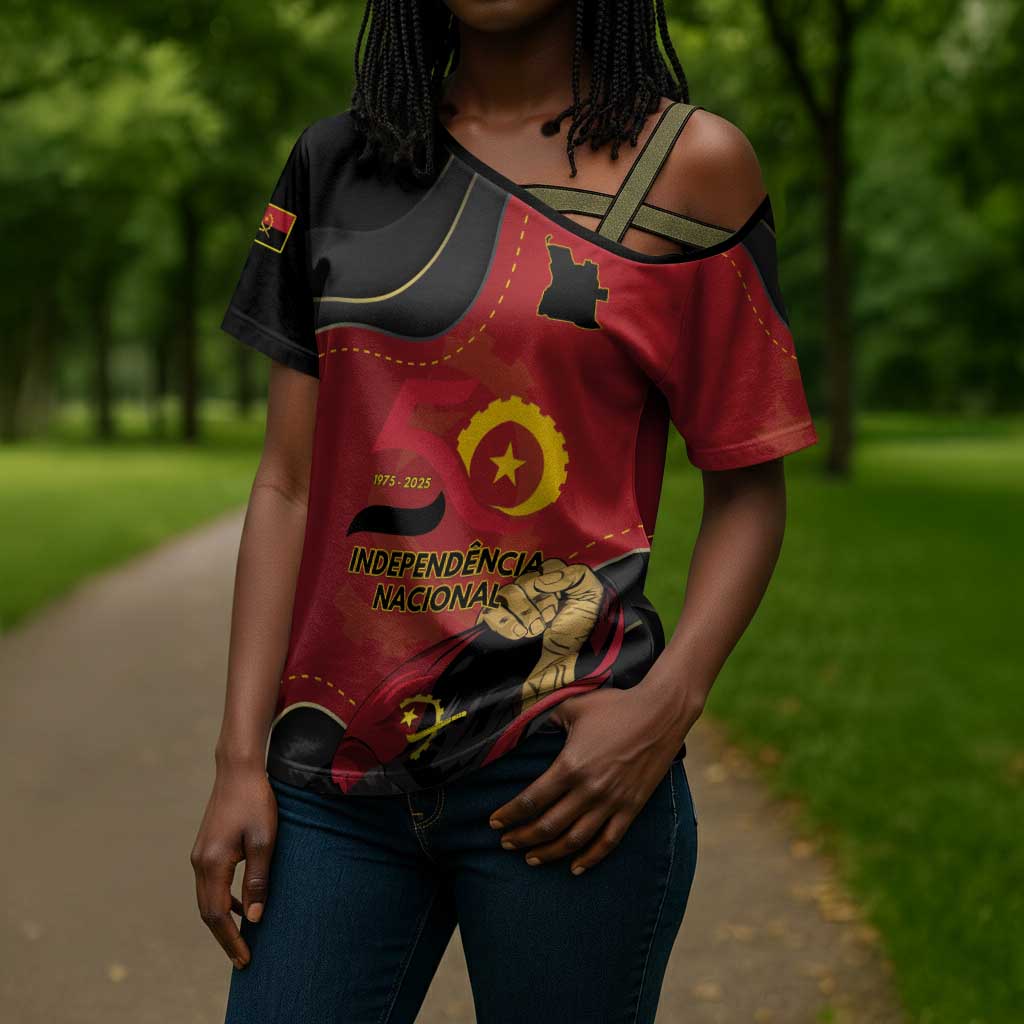 Personalized Angola Independence Day Cross Shoulder Shirt Virtue Is Stronger When United