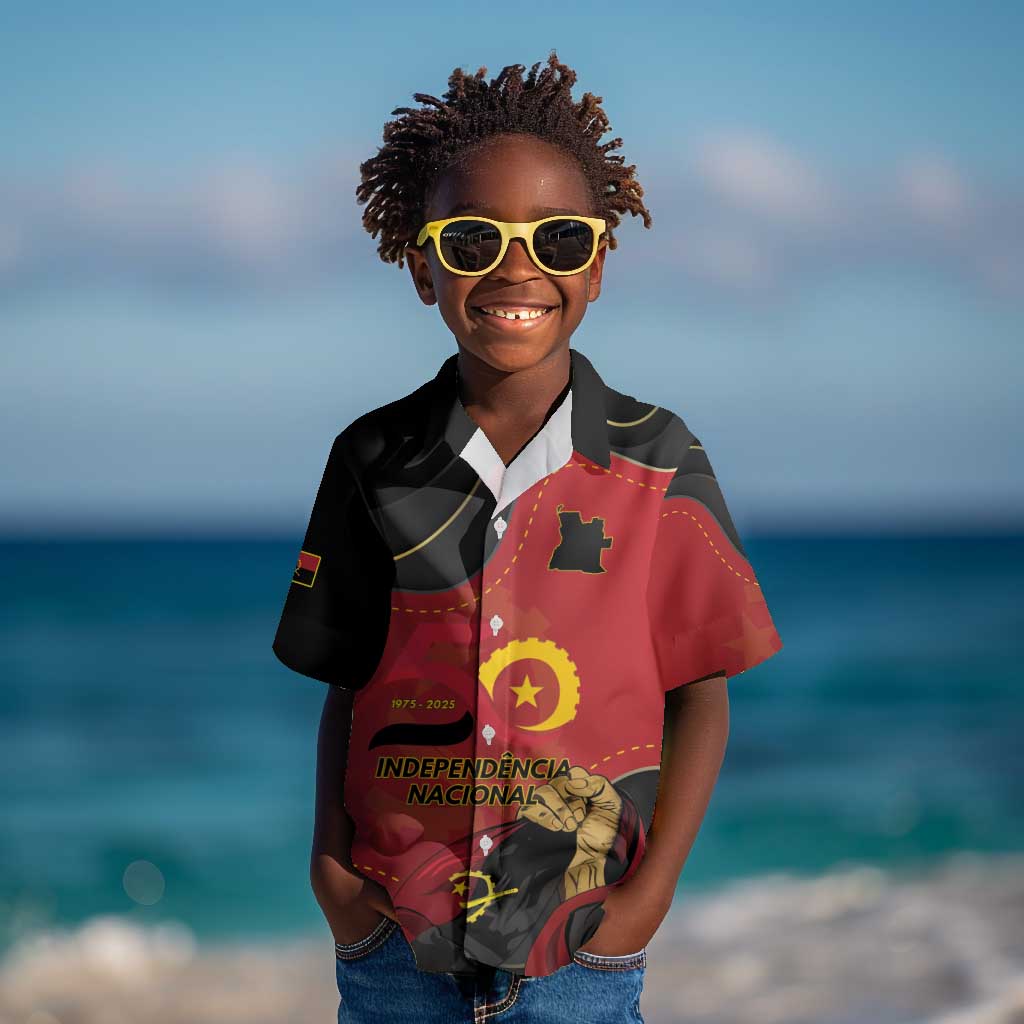 Personalized Dia da Independencia de Angola Kid Hawaiian Shirt Virtus Unita Fortior - African Pride