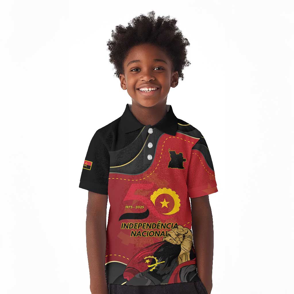 Personalized Dia da Independencia de Angola Kid Polo Shirt Virtus Unita Fortior - African Pride