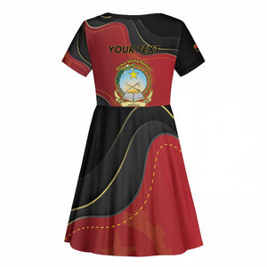 Personalized Dia da Independencia de Angola Kid Short Sleeve Dress Virtus Unita Fortior - African Pride