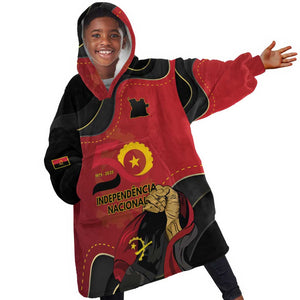 Personalized Dia da Independencia de Angola Kid Wearable Blanket Hoodie Virtus Unita Fortior - African Pride