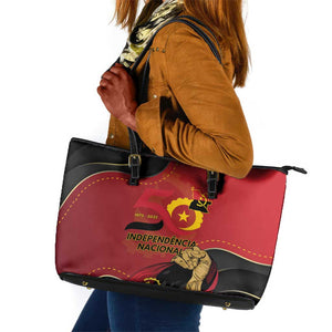 Dia da Independencia de Angola Leather Tote Bag Virtus Unita Fortior - African Pride
