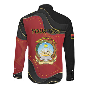 Personalized Dia da Independencia de Angola Long Sleeve Button Shirt Virtus Unita Fortior - African Pride