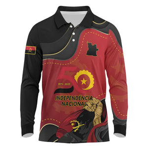Personalized Dia da Independencia de Angola Long Sleeve Polo Shirt Virtus Unita Fortior - African Pride