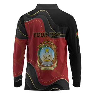 Personalized Dia da Independencia de Angola Long Sleeve Polo Shirt Virtus Unita Fortior - African Pride