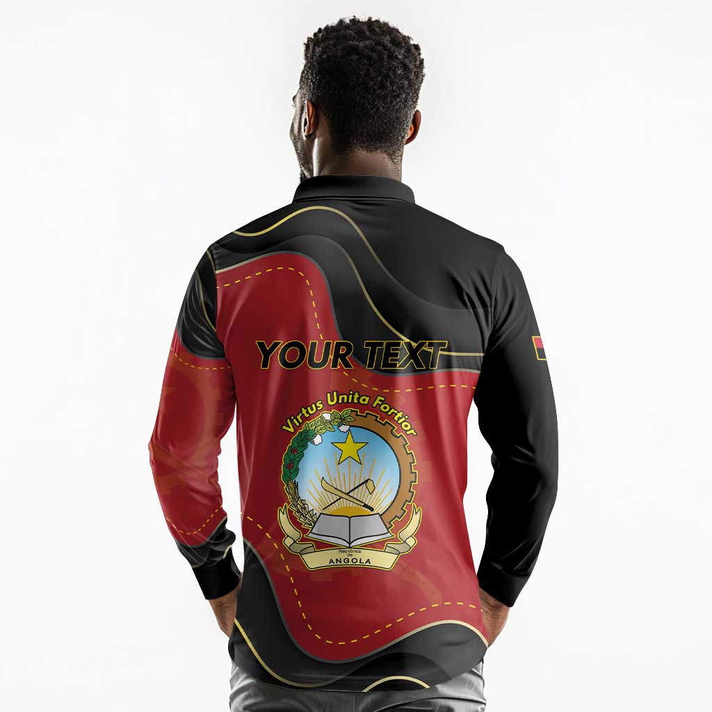 Personalized Dia da Independencia de Angola Long Sleeve Polo Shirt Virtus Unita Fortior - African Pride