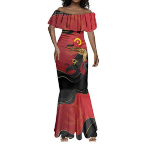 Personalized Dia da Independencia de Angola Mermaid Dress Virtus Unita Fortior - African Pride
