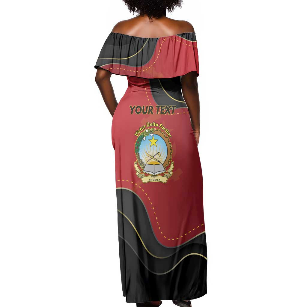 Personalized Dia da Independencia de Angola Off Shoulder Maxi Dress Virtus Unita Fortior - African Pride