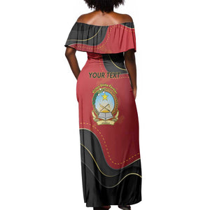 Personalized Dia da Independencia de Angola Off Shoulder Maxi Dress Virtus Unita Fortior - African Pride