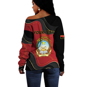 Personalized Dia da Independencia de Angola Off Shoulder Sweater Virtus Unita Fortior - African Pride