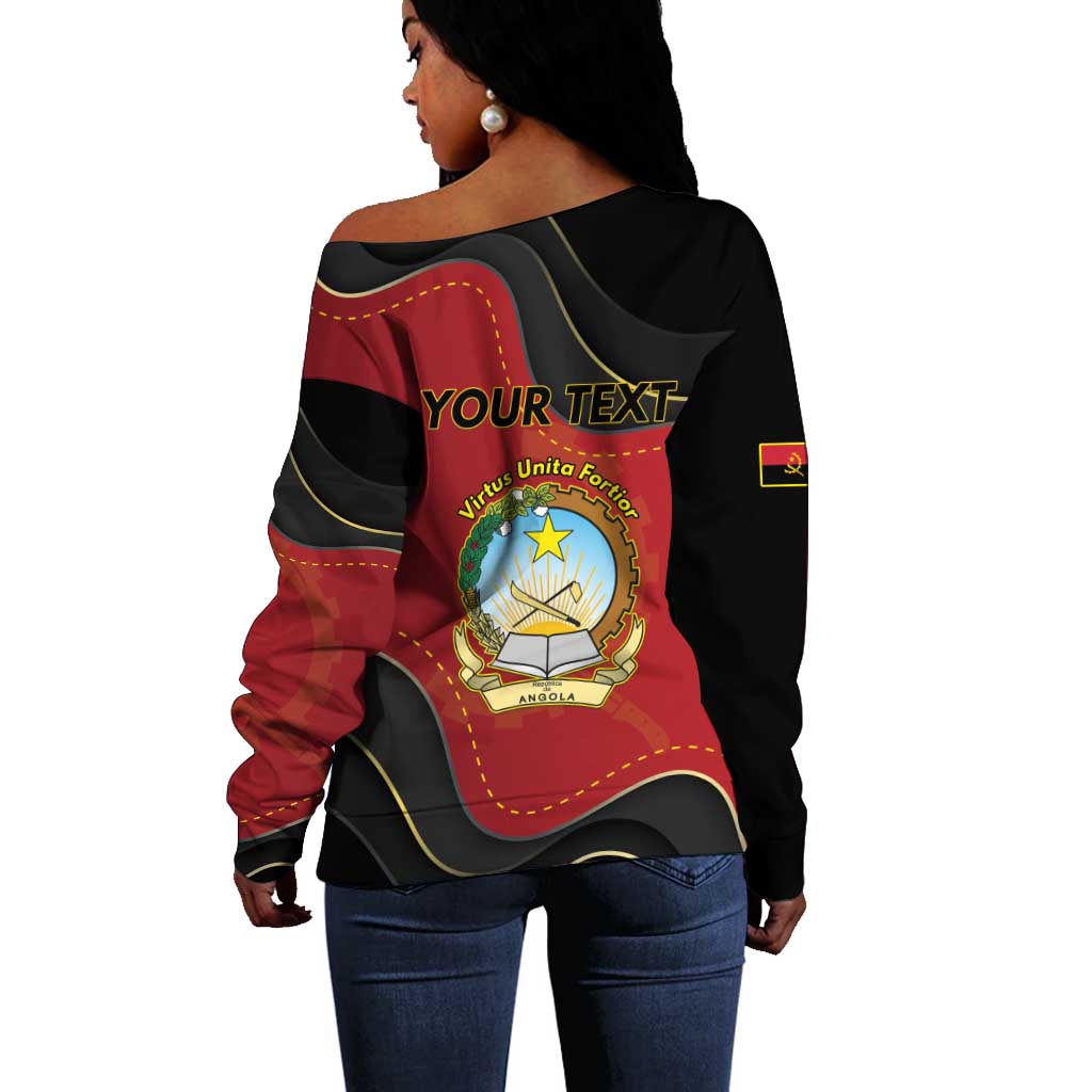 Personalized Dia da Independencia de Angola Off Shoulder Sweater Virtus Unita Fortior - African Pride
