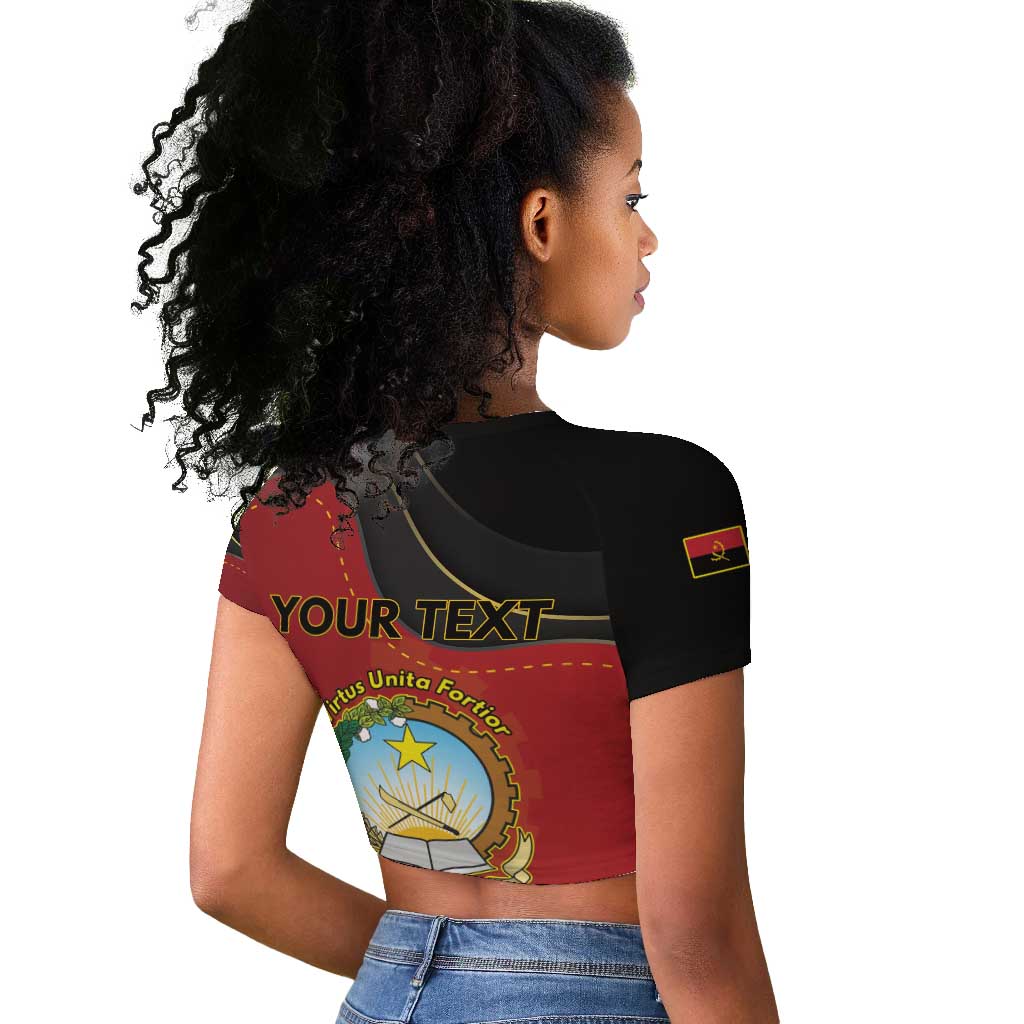 Personalized Dia da Independencia de Angola Raglan Cropped T shirt Virtus Unita Fortior - African Pride