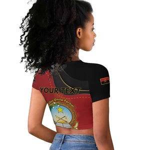 Personalized Dia da Independencia de Angola Raglan Cropped T shirt Virtus Unita Fortior - African Pride