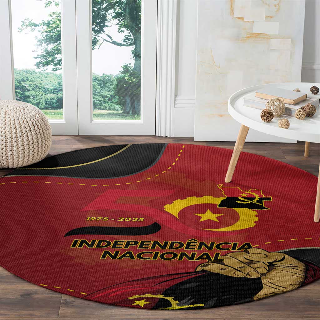 Dia da Independencia de Angola Round Carpet Virtus Unita Fortior - African Pride