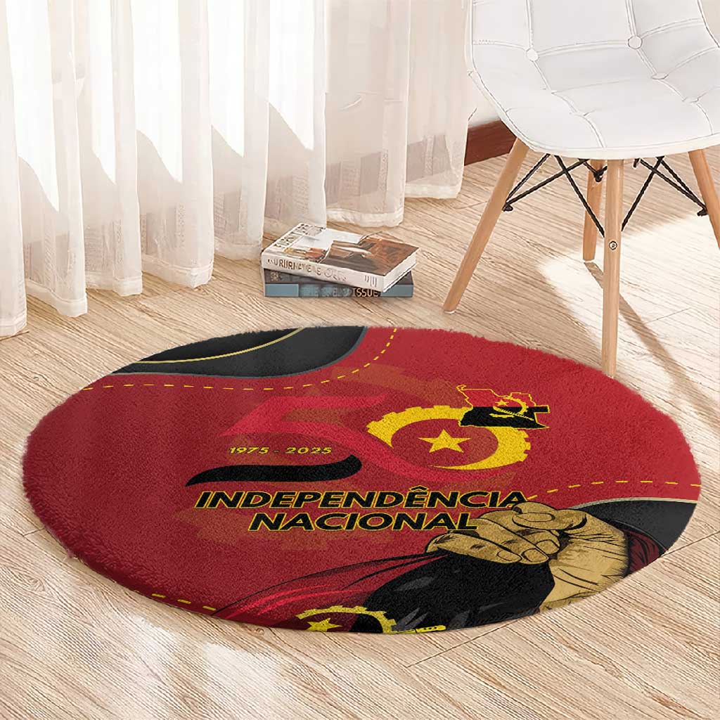 Dia da Independencia de Angola Round Carpet Virtus Unita Fortior - African Pride