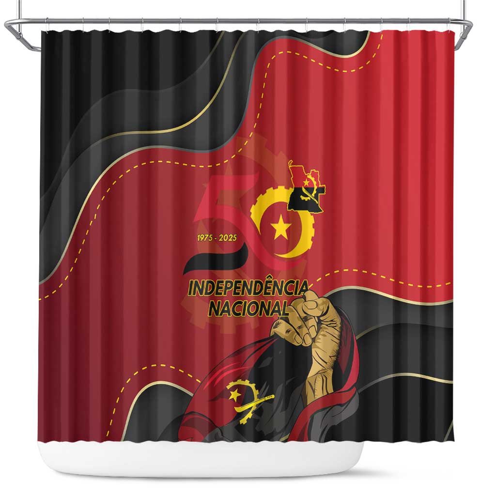 Dia da Independencia de Angola Shower Curtain Virtus Unita Fortior - African Pride