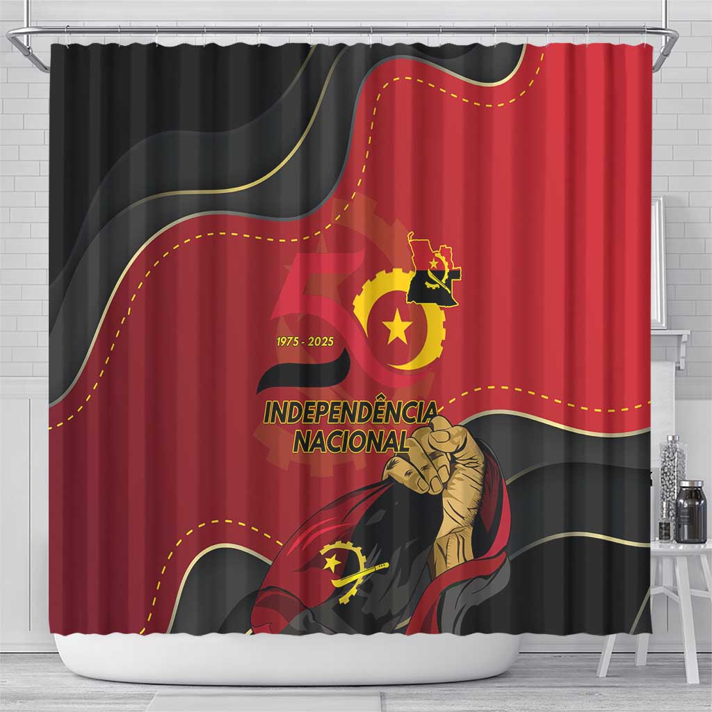 Dia da Independencia de Angola Shower Curtain Virtus Unita Fortior - African Pride