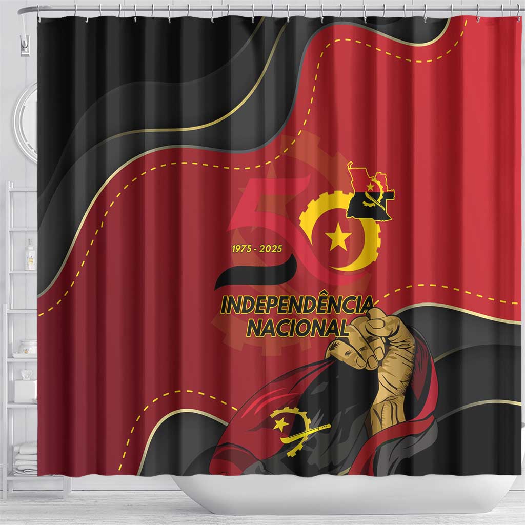 Dia da Independencia de Angola Shower Curtain Virtus Unita Fortior - African Pride
