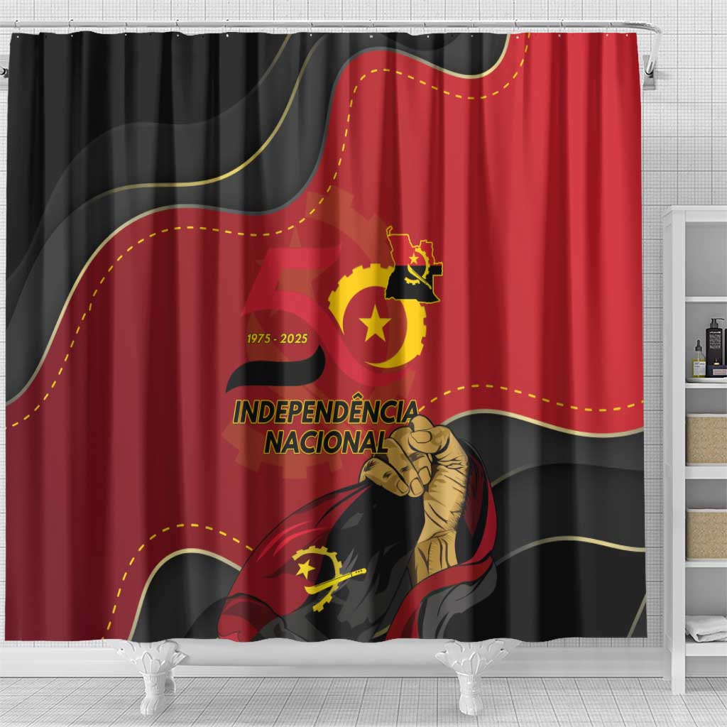 Dia da Independencia de Angola Shower Curtain Virtus Unita Fortior - African Pride