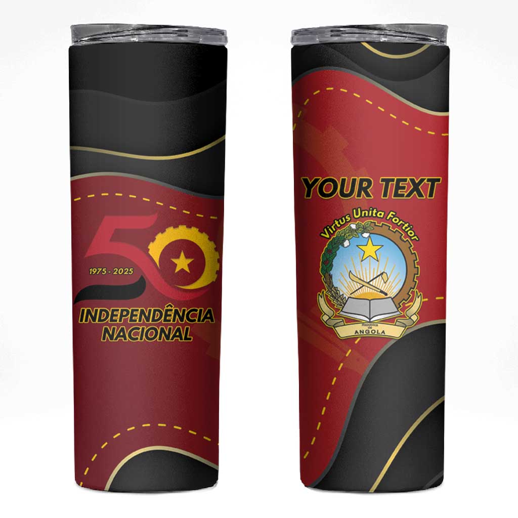 Personalized Dia da Independencia de Angola Skinny Tumbler Virtus Unita Fortior - African Pride