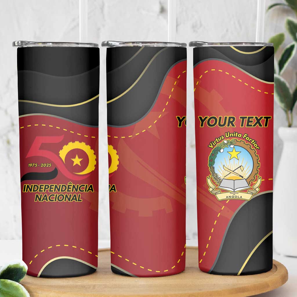 Personalized Dia da Independencia de Angola Skinny Tumbler Virtus Unita Fortior - African Pride
