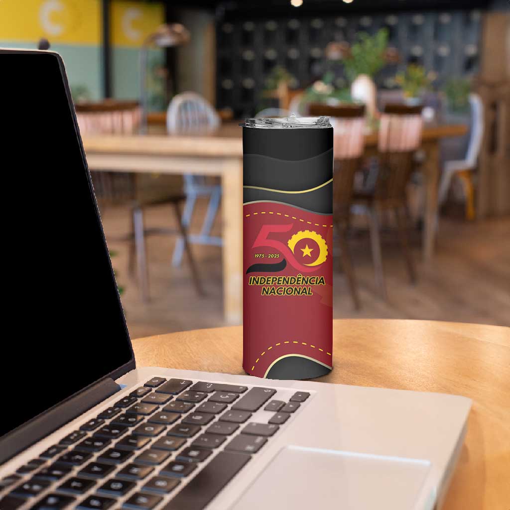 Personalized Dia da Independencia de Angola Skinny Tumbler Virtus Unita Fortior - African Pride