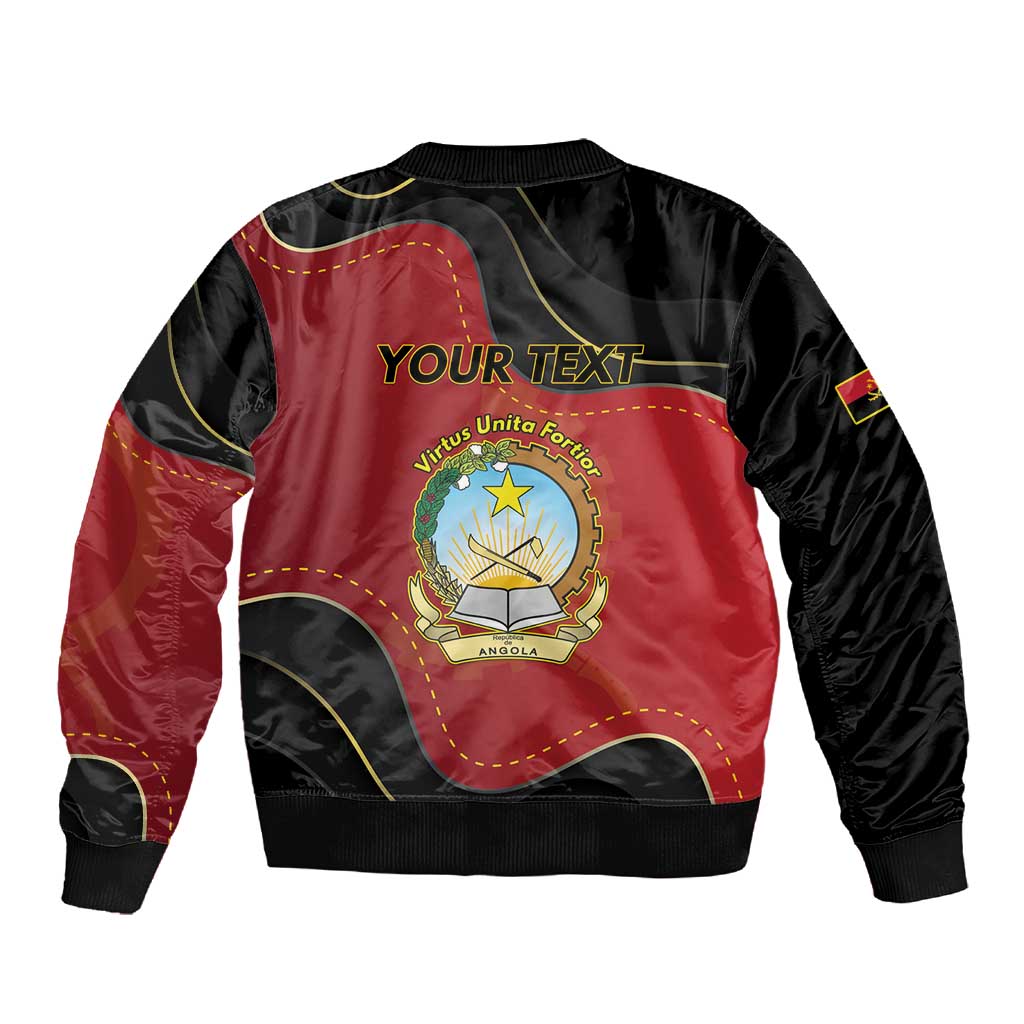 Personalized Dia da Independencia de Angola Sleeve Zip Bomber Jacket Virtus Unita Fortior - African Pride
