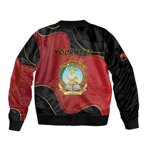 Personalized Dia da Independencia de Angola Sleeve Zip Bomber Jacket Virtus Unita Fortior - African Pride
