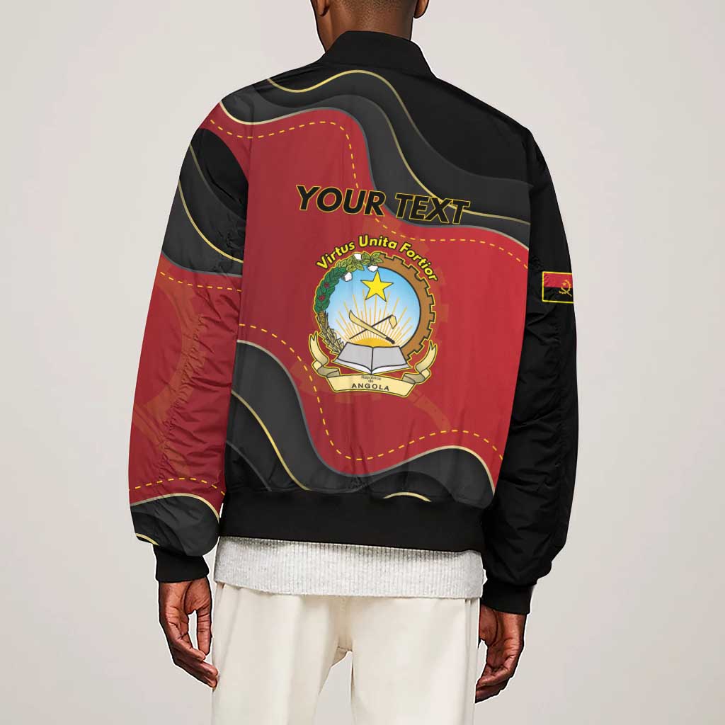 Personalized Dia da Independencia de Angola Sleeve Zip Bomber Jacket Virtus Unita Fortior - African Pride