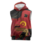Personalized Dia da Independencia de Angola Sleeveless Hoodie Virtus Unita Fortior - African Pride