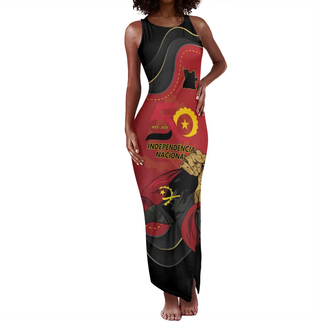 Personalized Dia da Independencia de Angola Tank Maxi Dress Virtus Unita Fortior - African Pride