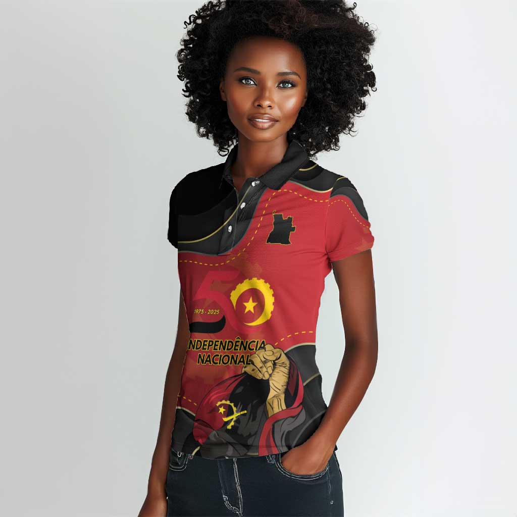 Personalized Dia da Independencia de Angola Women Polo Shirt Virtus Unita Fortior - African Pride