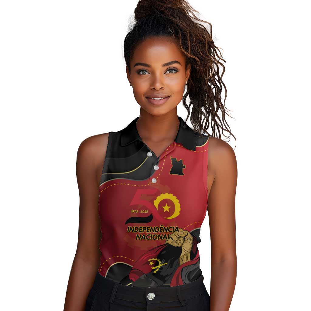 Personalized Dia da Independencia de Angola Women Sleeveless Polo Shirt Virtus Unita Fortior - African Pride