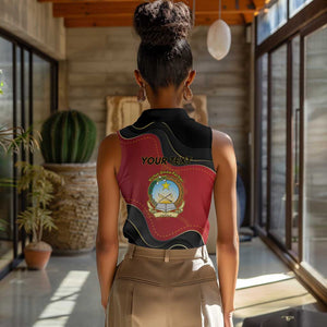Personalized Dia da Independencia de Angola Women Sleeveless Polo Shirt Virtus Unita Fortior - African Pride