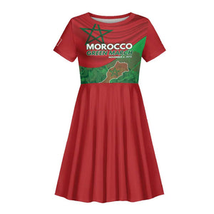 Morocco La Marche Verte Kid Short Sleeve Dress Happy 50th Anniversary - African Pride