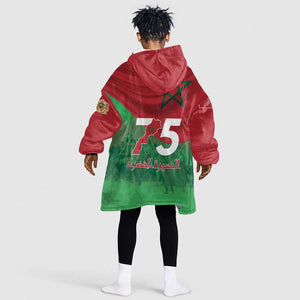 Morocco La Marche Verte Kid Wearable Blanket Hoodie Happy 50th Anniversary - African Pride