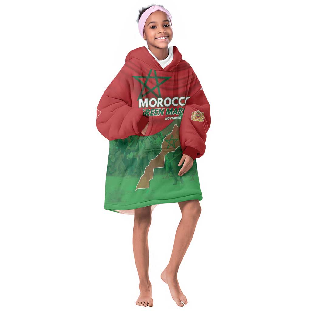 Morocco La Marche Verte Kid Wearable Blanket Hoodie Happy 50th Anniversary - African Pride