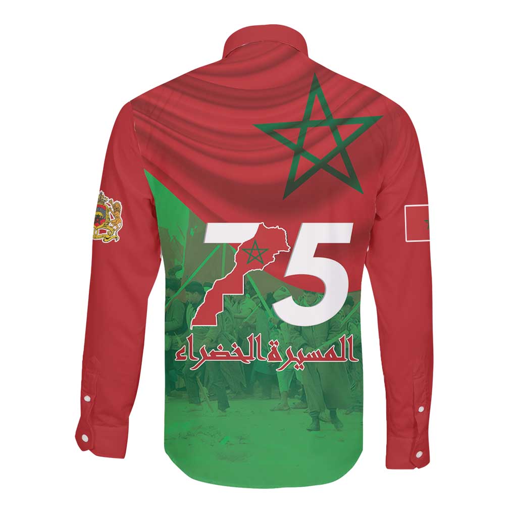 Morocco La Marche Verte Long Sleeve Button Shirt Happy 50th Anniversary - African Pride