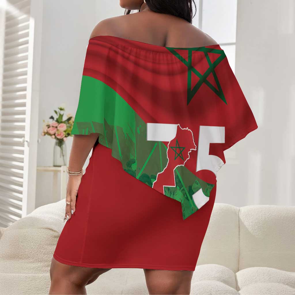 Morocco La Marche Verte Off Shoulder Short Dress Happy 50th Anniversary - African Pride