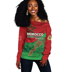 Morocco La Marche Verte Off Shoulder Sweater Happy 50th Anniversary - African Pride